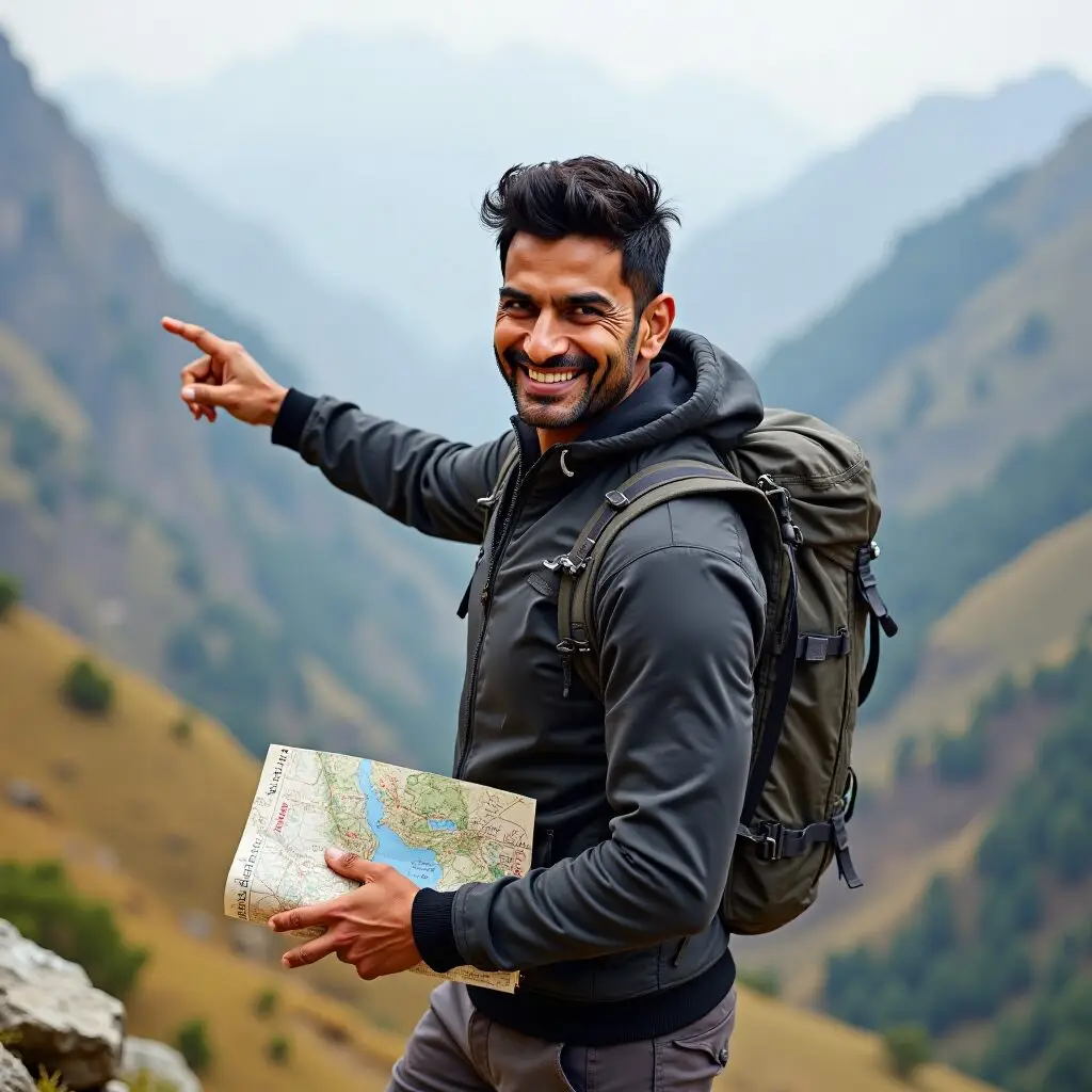 Nisan, the team leader of Best of Northeast, standing in a scenic mountain landscape, ready for adventure.