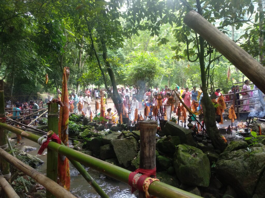 Devotees throng Bhimashankar Dham during the holy month of Shravan, filling the air with chants and devotion.