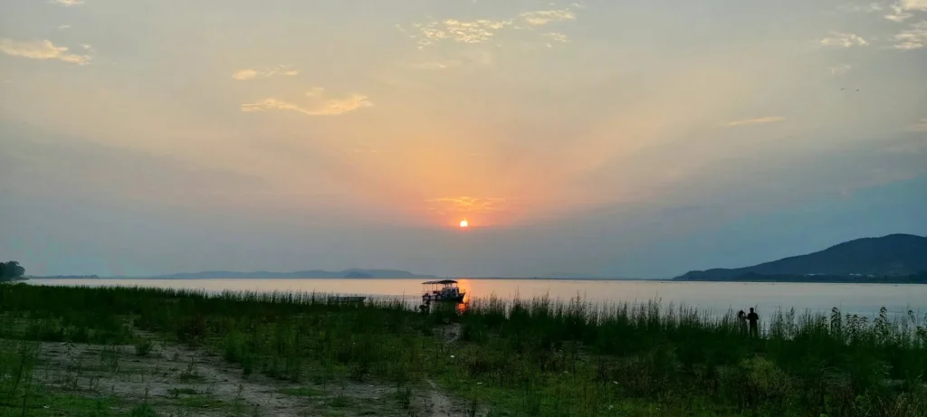 Scenic view of Sunset over Brahmaputra river near the Saraighat Bridge Scenic view of Sunset over Brahmaputra river near the Saraighat Bridge