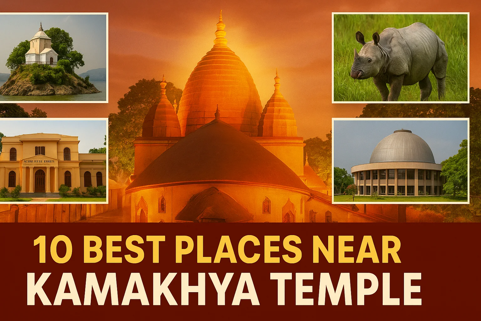 Best tourist places near Kamakhya Temple in Guwahati – Umananda Temple, Kaziranga, Assam State Museum & more spiritual and wildlife attractions.