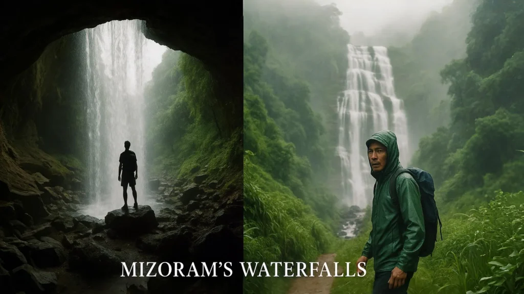 vantawng-falls-mizoram-monsoon-waterfall Waterfalls in Mizoram, India, cascading 750 feet during monsoon season, surrounded by lush green rainforest and mist