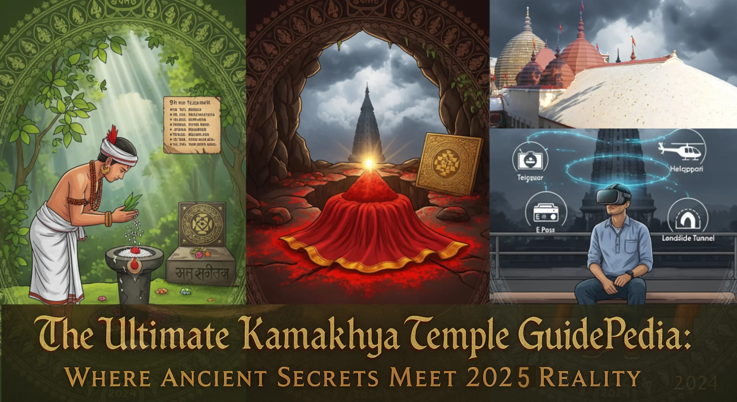 Khasi tribes worshipped "Ka Meikha"-before Kamakhya becoming a Shakti Peetha (left), 2025 pilgrim with VR headset (right), and tantric rituals - full guide covering history, stays, food & nearby trips