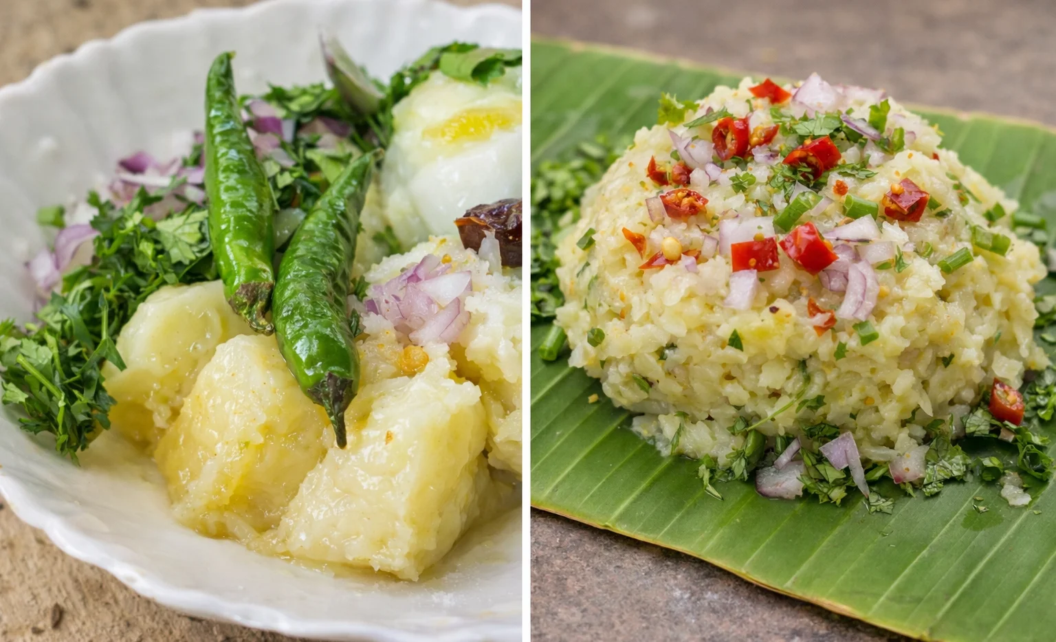 Traditional Assamese aloo pitika with mustard oil and green chilli at Nasiriba