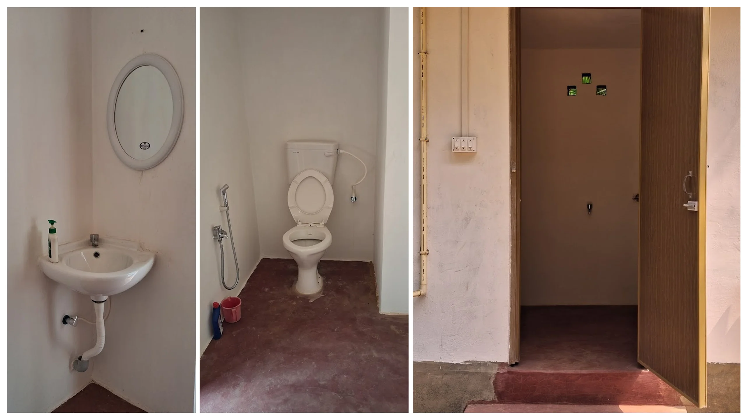 Clean western-style toilet and washbasin at Nasiriba homestay