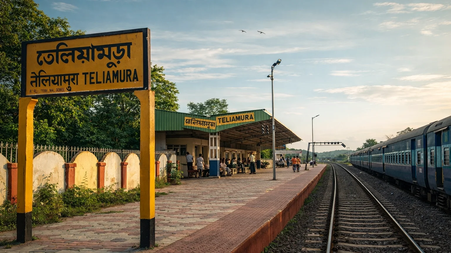 Teliamura railway station (TLMR), the closest station to Montang Valley