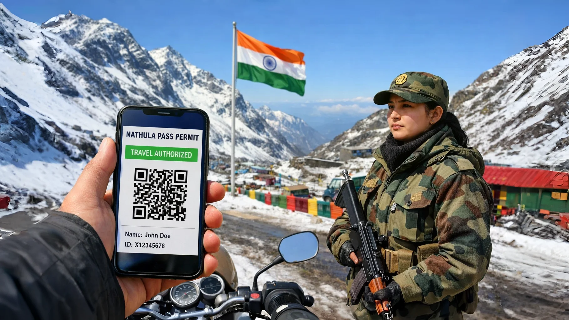 Digital Sikkim permit (2026) QR code permit at the Nathula Pass checkpoint
