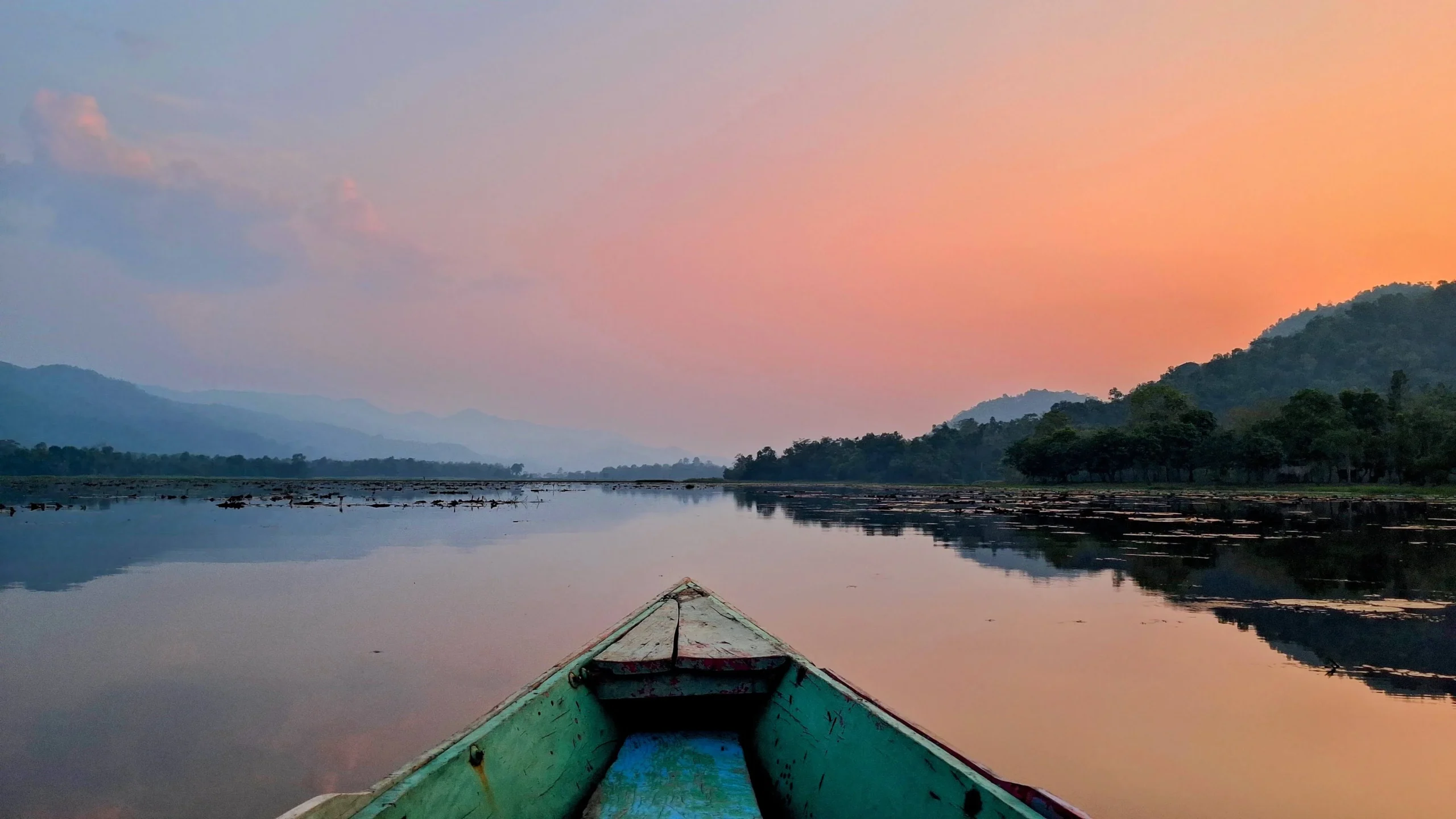 Dusk afterglow at Chandubi Lake, near the Homestay